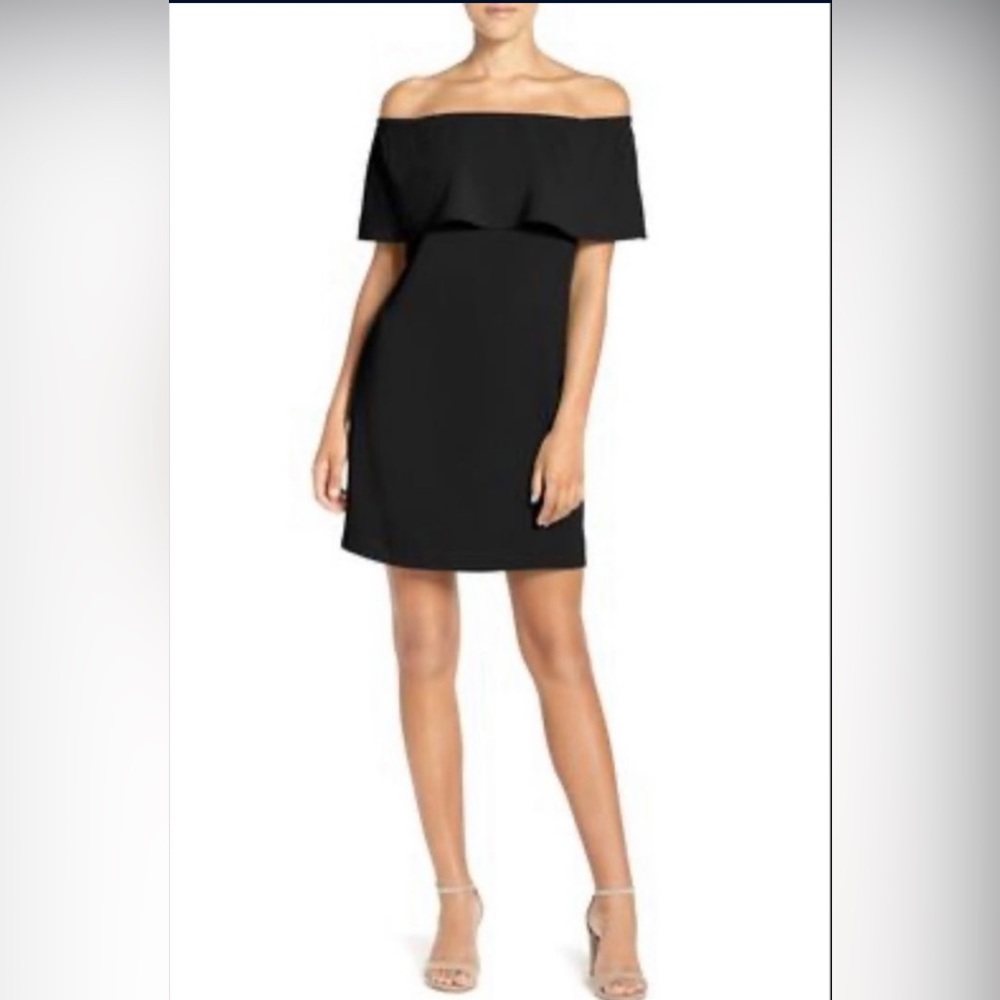 Charles Henry Black Off the Shoulder Dress - Size XS